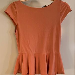 Alice+Olivia velvet Coral peplum zip-back top M